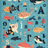 Ultra Soft Area Rug, Non Slip, Stain Resistant, Washable Area Rugs for Living Room, Bedroom, Preschool ABC Number Educational Ocean Creature Play Area Rug(Blue)