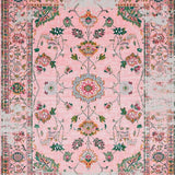 Ultra Soft Area Rug, Non Slip, Stain Resistant, Washable Area Rugs for Living Room, Bedroom, Rustic Elegant Blush Green Motif(Pink)
