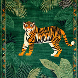 Ultra Soft Area Rug, Non Slip, Stain Resistant, Washable Area Rugs for Living Room, Bedroom, Vintage Ethnic Jungle Aesthetic(Green)