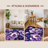 Ultra Soft Area Rug, Non Slip, Stain Resistant, Washable Area Rugs for Living Room, Bedroom, Lively Purple Garden Theme(Purple)