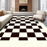 Ultra Soft Area Rug, Non Slip, Stain Resistant, Washable Area Rugs for Living Room, Bedroom, Modern Checker with Cream and Chocolate Tones(Black)