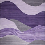 Ultra Soft Area Rug, Non Slip, Stain Resistant, Washable Area Rugs for Living Room, Bedroom, Sophisticated Black Grey Ripple Effect(Purple)