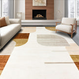 Low Pile Beige With Abstract Geometric Design For Contemporary Decor(Beige)