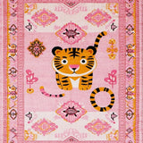 Ultra Soft Area Rug, Non Slip, Stain Resistant, Washable Area Rugs for Living Room, Bedroom, Quirky Vintage Animal Motif(Pink)