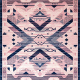 Ultra Soft Area Rug, Non Slip, Stain Resistant, Washable Area Rugs for Living Room, Bedroom, Chic Geometric Blush and Navy(Pink)