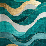 Ultra Soft Area Rug, Non Slip, Stain Resistant, Washable Area Rugs for Living Room, Bedroom, Sleek Luxe Ogee Inspired Design(Green)