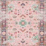 Ultra Soft Area Rug, Non Slip, Stain Resistant, Washable Area Rugs for Living Room, Bedroom, Stylish Circular Pastel Harmony(Pink)