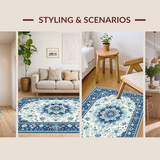 Ultra Soft Area Rug, Non Slip, Stain Resistant, Washable Area Rugs for Living Room, Bedroom, Serene Pastel Floral Artwork(White)
