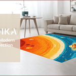 Ultra Soft Area Rug, Non Slip, Stain Resistant, Washable Area Rugs for Living Room, Bedroom, Solar System Kids Learning(Orange) - ODIKA