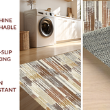 Ultra Soft Area Rug, Non Slip, Stain Resistant, Washable Area Rugs for Living Room, Bedroom, Elegant Scalloped Earth Tone Pattern(Brown)