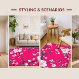 Ultra Soft Area Rug, Non Slip, Stain Resistant, Washable Area Rugs for Living Room, Bedroom, Charming Floral Watercolor Aesthetic(Pink)