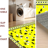 Ultra Soft Area Rug, Non Slip, Stain Resistant, Washable Area Rugs for Living Room, Bedroom, Elegant Yellow and Black Floral(Yellow)