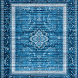 Ultra Soft Area Rug, Non Slip, Stain Resistant, Washable Area Rugs for Living Room, Bedroom, Elegant Bow Charm Rug Blue Themed Decorative Mat with Stylish Knot Design(Blue)