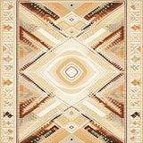 Ultra Soft Area Rug, Non Slip, Stain Resistant, Washable Area Rugs for Living Room, Bedroom, Rustic Boho Spiral Area with Woven Chevron and Earthy Accents(Beige)