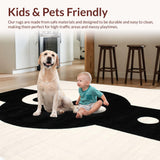 Ultra Soft Area Rug, Non Slip, Stain Resistant, Washable Area Rugs for Living Room, Bedroom, Philosophical Monochrome Circular Design(White)