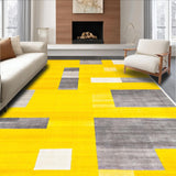 Ultra Soft Area Rug, Non Slip, Stain Resistant, Washable Area Rugs for Living Room, Bedroom, Modern Abstract Shape Arrangement(Yellow)