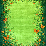 Ultra Soft Area Rug, Non Slip, Stain Resistant, Washable Area Rugs for Living Room, Bedroom, Fresh Organic Floral Aesthetic(Green)