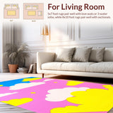 Ultra Soft Area Rug, Non Slip, Stain Resistant, Washable Area Rugs for Living Room, Bedroom, Sunny Playful Artistic Elements(Pink)