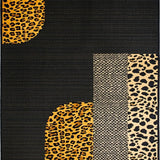 Ultra Soft Area Rug, Non Slip, Stain Resistant, Washable Area Rugs for Living Room, Bedroom, Chic Earthy Toned Leopard Design(Black)