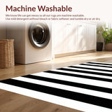 Ultra Soft Area Rug, Non Slip, Stain Resistant, Washable Area Rugs for Living Room, Bedroom, Modern Stripe Symphony Rug Black & White Geometric Floor Covering(Black)