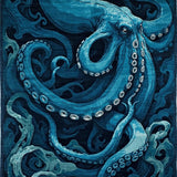 Ultra Soft Area Rug, Non Slip, Stain Resistant, Washable Area Rugs for Living Room, Bedroom, Pirate Inspired Tentacle Area Rug With Oceanic Kraken Design Elements(Blue)