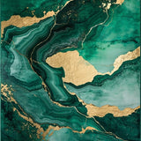 Emerald Gold Abstract Swirl Design(Green)