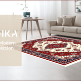 Ultra Soft Area Rug, Non Slip, Stain Resistant, Washable Area Rugs for Living Room, Bedroom, High Traffic Ivory Red Decorative Rug for Family Rooms(Red)