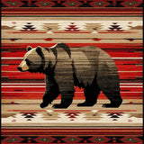 Ultra Soft Area Rug, Non Slip, Stain Resistant, Washable Area Rugs for Living Room, Bedroom, Bold Rustic Mountain Scene(Red)