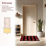 Ultra Soft Area Rug, Non Slip, Stain Resistant, Washable Area Rugs for Living Room, Bedroom, Dynamic Tiled Pattern in Black(Red)