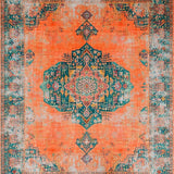 Ultra Soft Area Rug, Non Slip, Stain Resistant, Washable Area Rugs for Living Room, Bedroom, Transitional Round Ogee Design Elements(Orange)