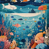 Ultra Soft Area Rug, Non Slip, Stain Resistant, Washable Area Rugs for Living Room, Bedroom, Toddler Playroom Ocean Adventure Alphabet Shape Area Rug(Blue)