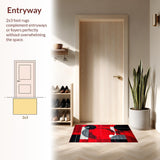 Ultra Soft Area Rug, Non Slip, Stain Resistant, Washable Area Rugs for Living Room, Bedroom, Energetic Red and Gray Patterns(Red)