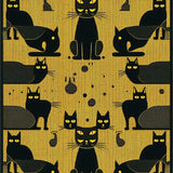 Ultra Soft Area Rug, Non Slip, Stain Resistant, Washable Area Rugs for Living Room, Bedroom, Playful Monochrome Feline Patterns(Yellow)