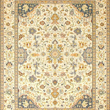 Luxurious Beige Area Featuring Detailed Oushak Geometric Motifs(Beige)