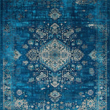 Ultra Soft Area Rug, Non Slip, Stain Resistant, Washable Area Rugs for Living Room, Bedroom, Chic Rustic Tiled Design Elements(Blue)