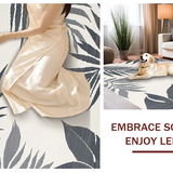 Ultra Soft Area Rug, Non Slip, Stain Resistant, Washable Area Rugs for Living Room, Bedroom, Chic Tropical Leaf Aesthetic(Gray)