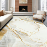 Ultra Soft Area Rug, Non Slip, Stain Resistant, Washable Area Rugs for Living Room, Bedroom, Luxurious Beige Bathroom Abstract Marble Stone Design(White)