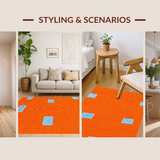 Ultra Soft Area Rug, Non Slip, Stain Resistant, Washable Area Rugs for Living Room, Bedroom, Abstract Modern Geometric Aesthetic(Orange)