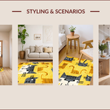 Ultra Soft Area Rug, Non Slip, Stain Resistant, Washable Area Rugs for Living Room, Bedroom, Charming Cartoon Cat Aesthetic(Yellow)