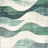 Ultra Soft Area Rug, Non Slip, Stain Resistant, Washable Area Rugs for Living Room, Bedroom, Rustic Wave Textured Circular Piece(Green)