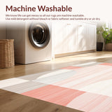 Ultra Soft Area Rug, Non Slip, Stain Resistant, Washable Area Rugs for Living Room, Bedroom, Geometric Harmony Cream & Pink Accent Area Beige Touch(Gray)