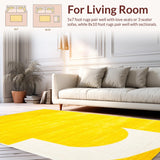 Ultra Soft Area Rug, Non Slip, Stain Resistant, Washable Area Rugs for Living Room, Bedroom, Playful Modern Geometric Motif(Yellow)