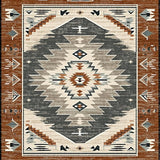 Ultra Soft Area Rug, Non Slip, Stain Resistant, Washable Area Rugs for Living Room, Bedroom, Rustic Geometric Motif Design(Brown)