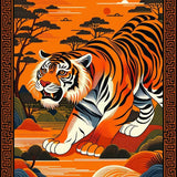 Ultra Soft Area Rug, Non Slip, Stain Resistant, Washable Area Rugs for Living Room, Bedroom, Bold Spiritual Animal Motif(Orange)