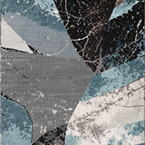 Ultra Soft Area Rug, Non Slip, Stain Resistant, Washable Area Rugs for Living Room, Bedroom, Abstract Blue Geometric Living Room Stain-Resistant Rug(Gray)