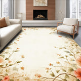 Ultra Soft Area Rug, Non Slip, Stain Resistant, Washable Area Rugs for Living Room, Bedroom, Vintage Inspired Retro Floral Boho Motifs(Beige)