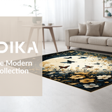 Ultra Soft Area Rug, Non Slip, Stain Resistant, Washable Area Rugs for Living Room, Bedroom, Trendy Minimalist Insect Composition(Gold)
