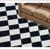 Ultra Soft Area Rug, Non Slip, Stain Resistant, Washable Area Rugs for Living Room, Bedroom, checkered shaggy high pile(Black)