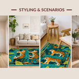 Ultra Soft Area Rug, Non Slip, Stain Resistant, Washable Area Rugs for Living Room, Bedroom, Whimsical Jungle Creature Motif(Orange)