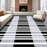 Ultra Soft Area Rug, Non Slip, Stain Resistant, Washable Area Rugs for Living Room, Bedroom, Chic Monochrome Stripe Carpet for Stylish Indoor Spaces(Black)